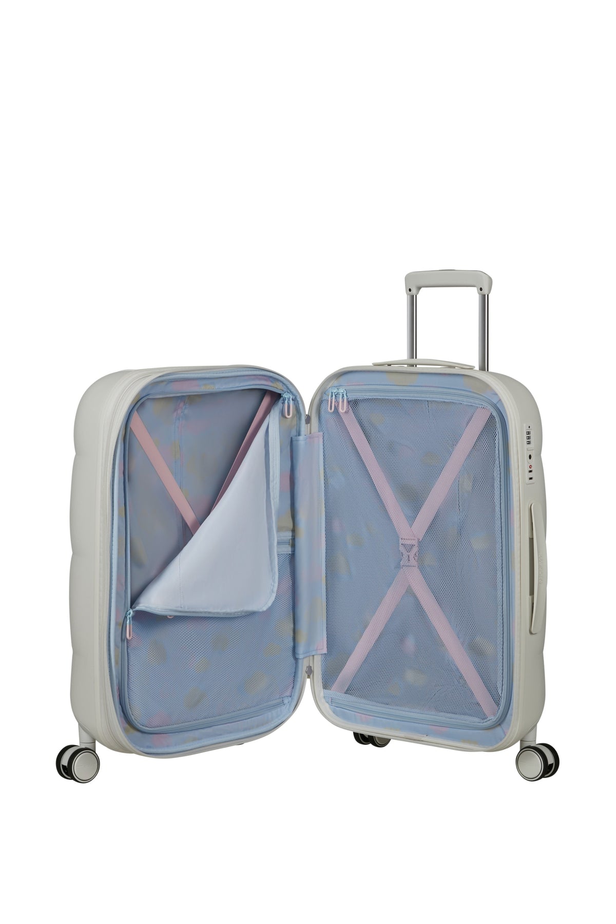 Walizka American Tourister Dreami 67 cm Cloud White – wnętrze z przegródką