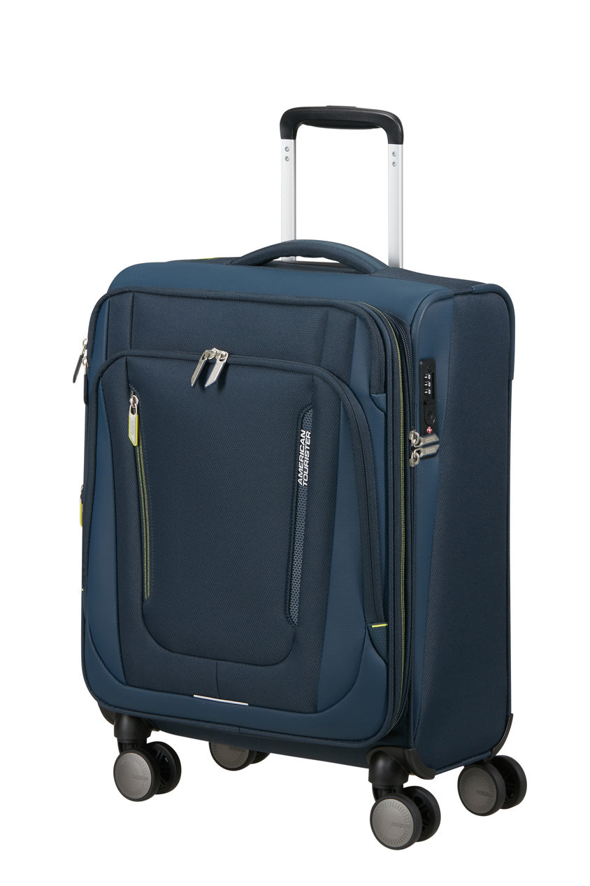 Walizka kabinowa American Tourister Wanderlite S powiększana Dark Navy – widok 3/4
