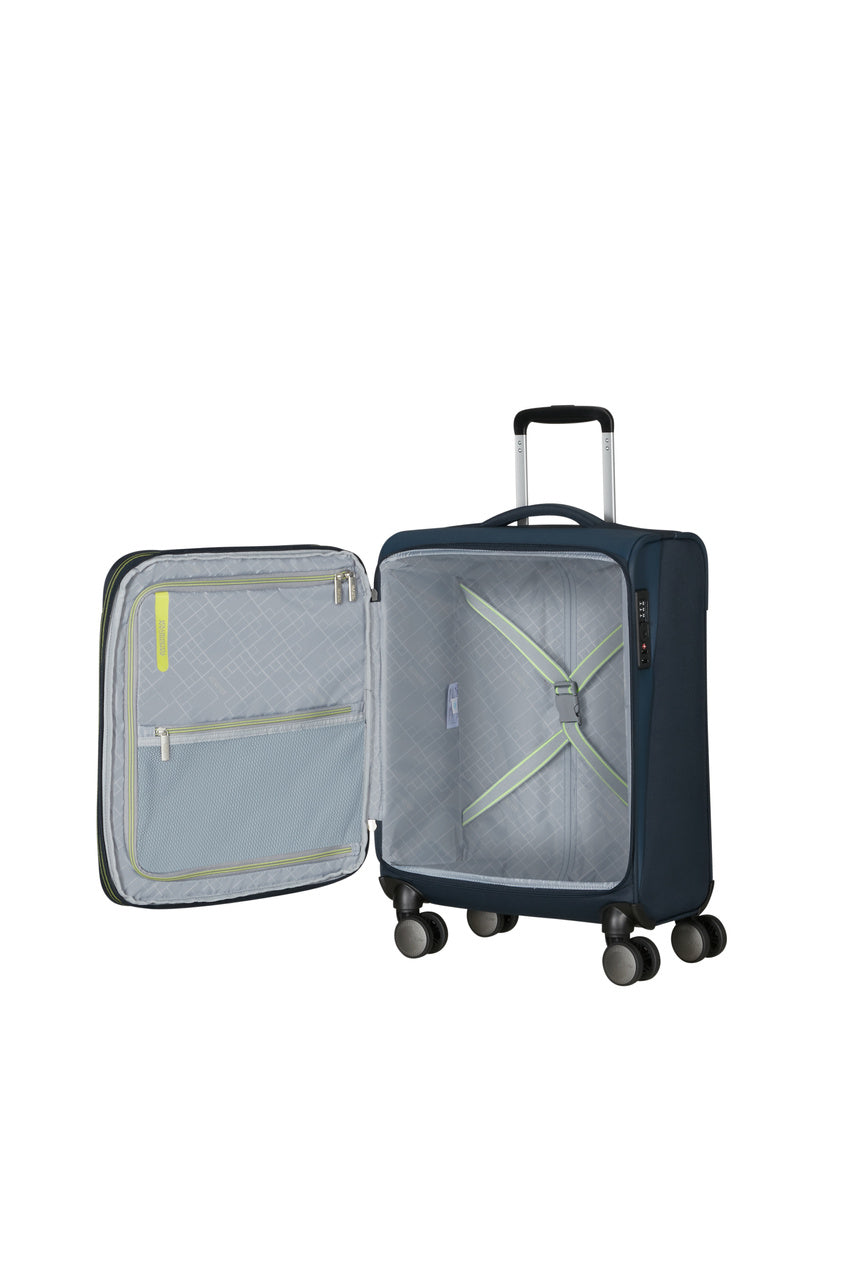 Walizka kabinowa American Tourister Wanderlite S powiększana Dark Navy – wnętrze