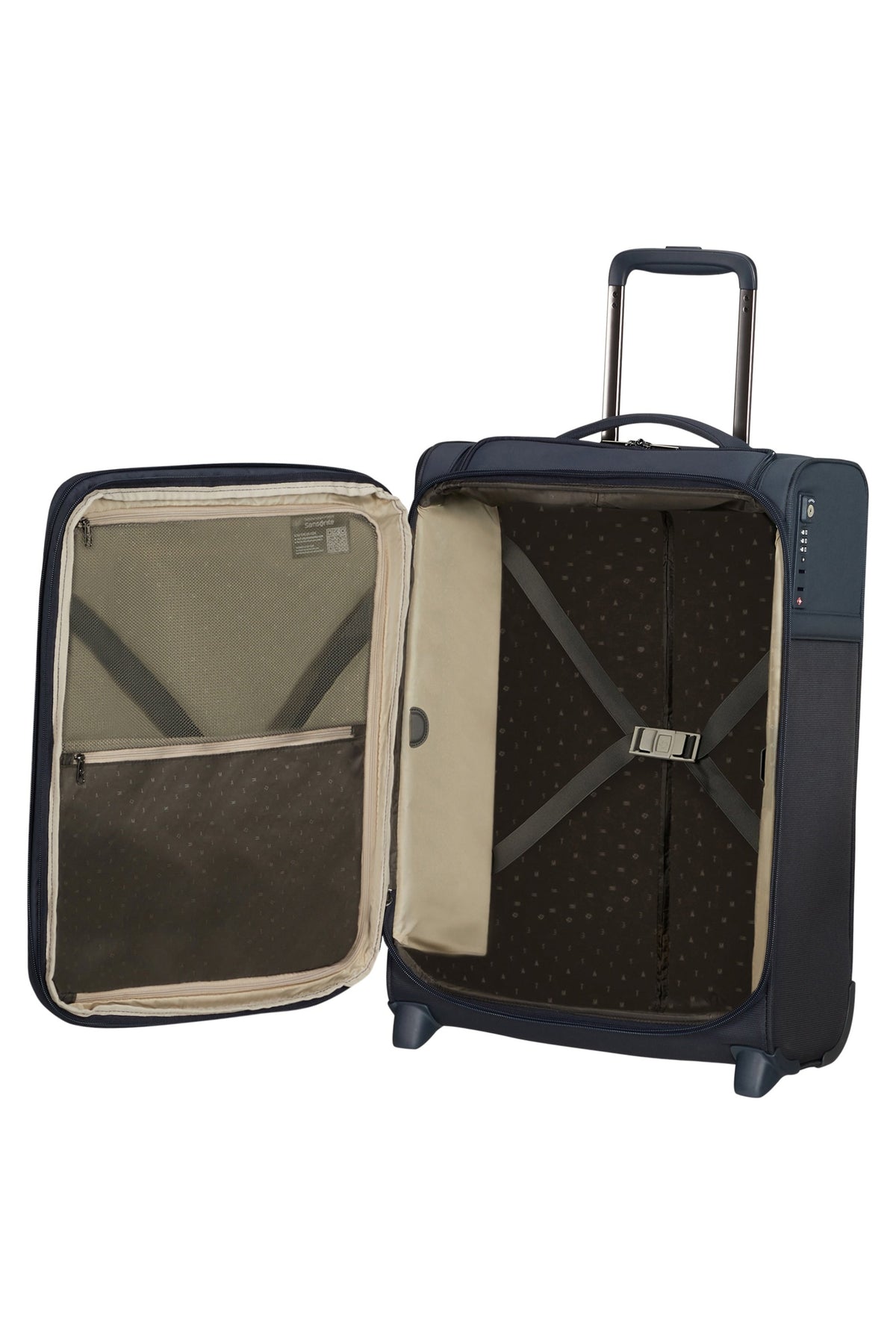 Walizka kabinowa Samsonite Airea 55 cm powiększana na 2 kółkach z przednią kieszenią granatowy – wnętrze