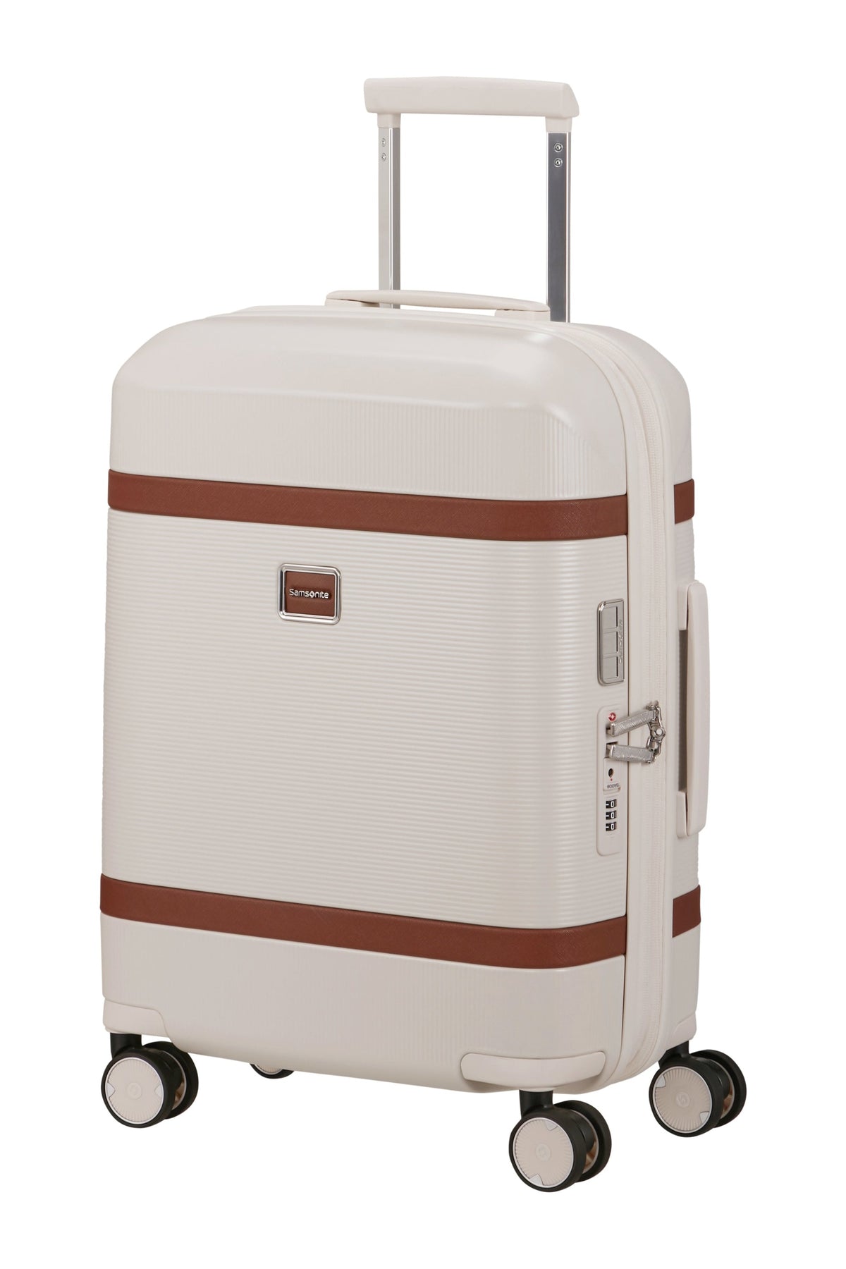 Walizka kabinowa Samsonite Image 55 cm powiększana 38/44 l beżowa – widok 3/4