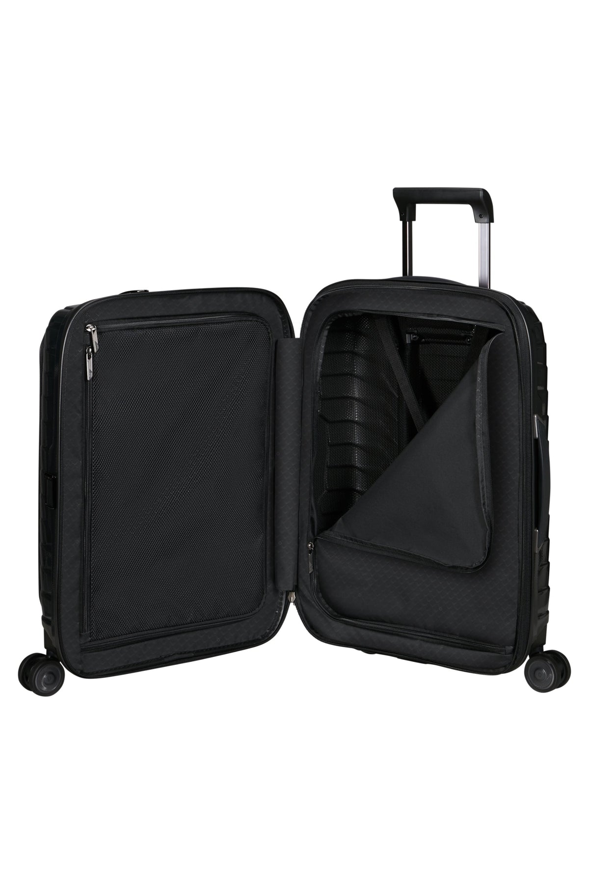 Walizka kabinowa Samsonite Proxis 55 cm powiększana Easy Access z kieszenią na laptop 15,6″ Black – wnętrze