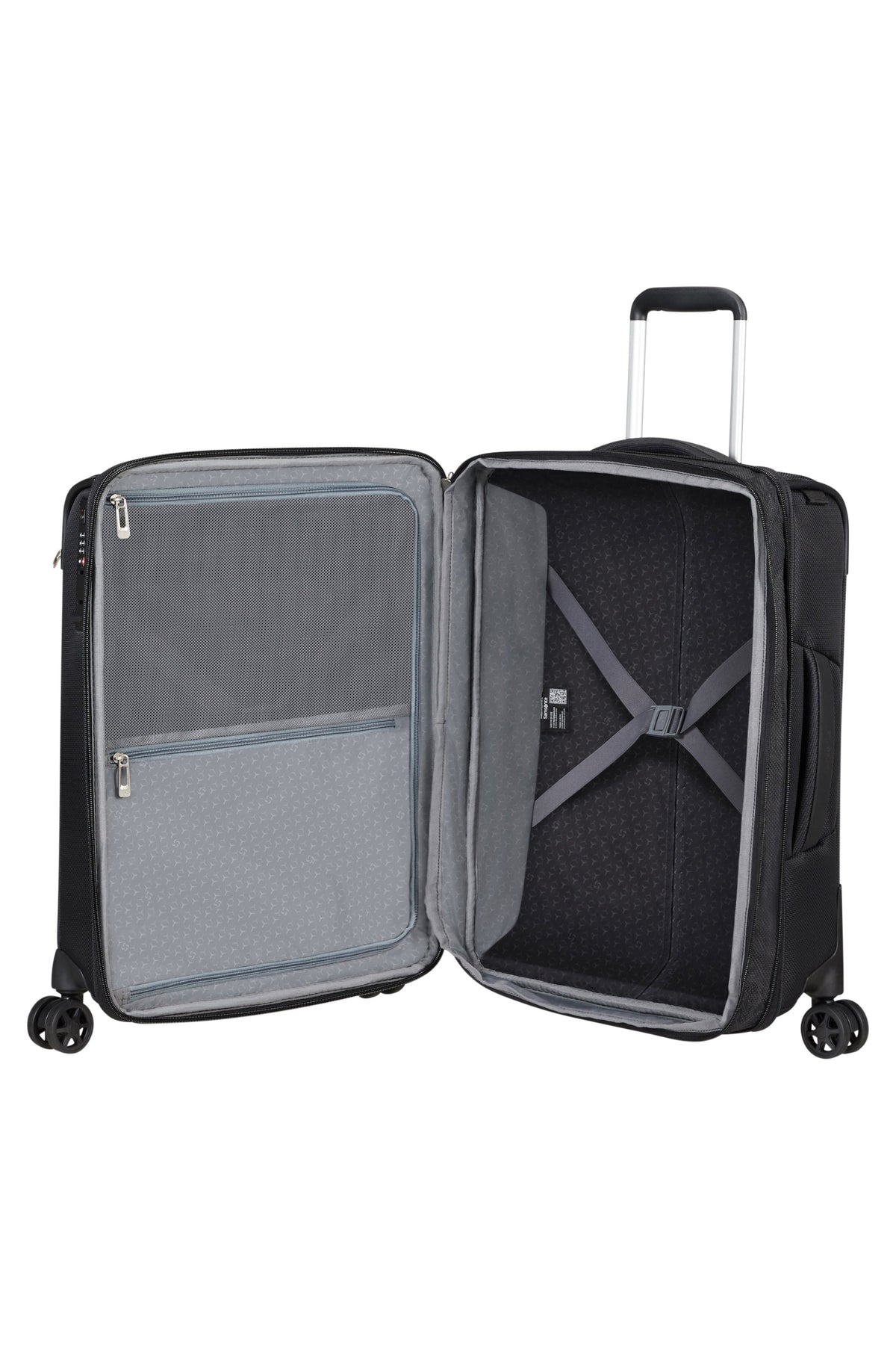 Walizka kabinowa Samsonite Respark 55 cm powiększana na 4 kółkach 43/49 l czarna – wnętrze