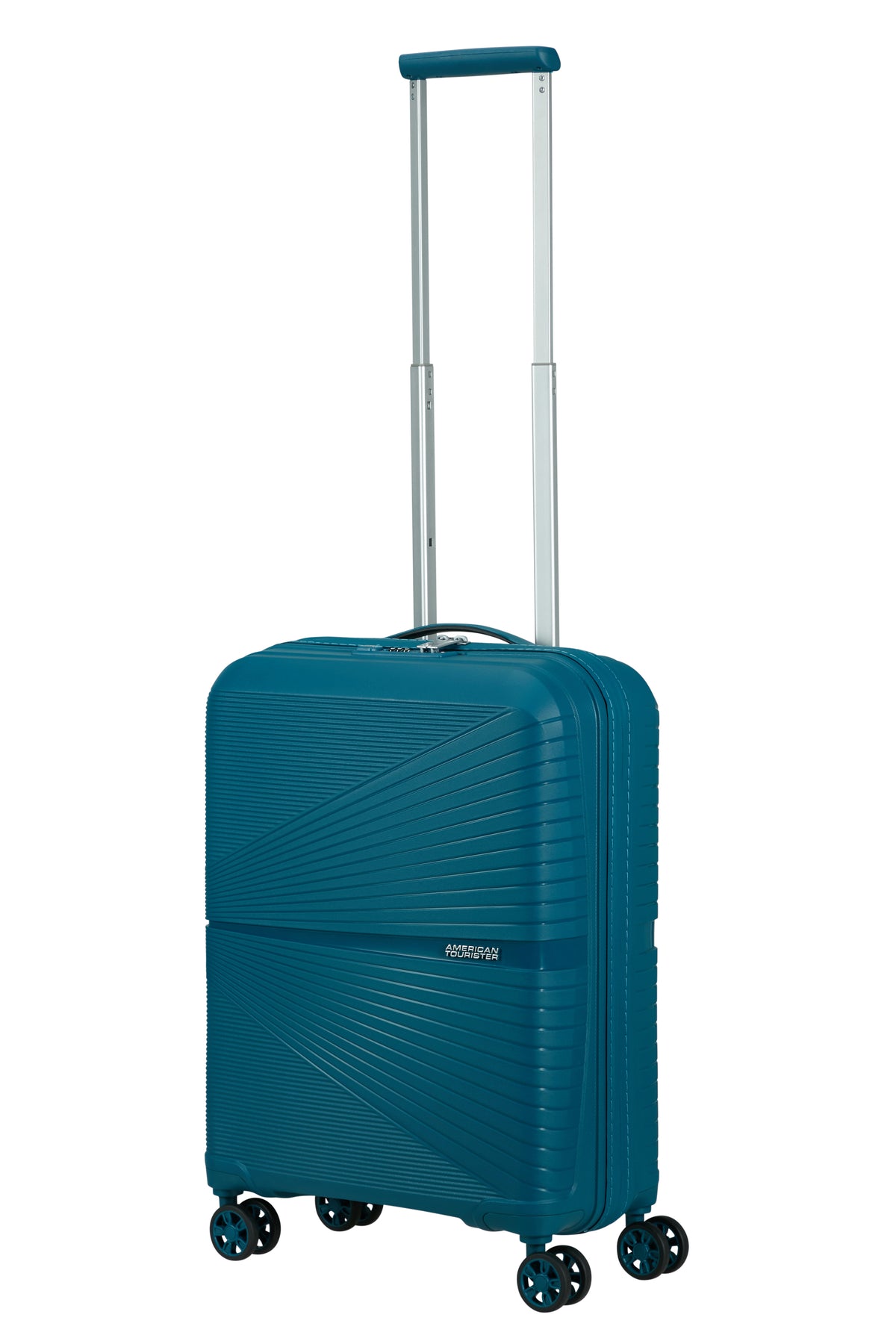 Walizka kabinowa American Tourister Airconic 55 cm Deep Ocean – z wysuniętą rączką
