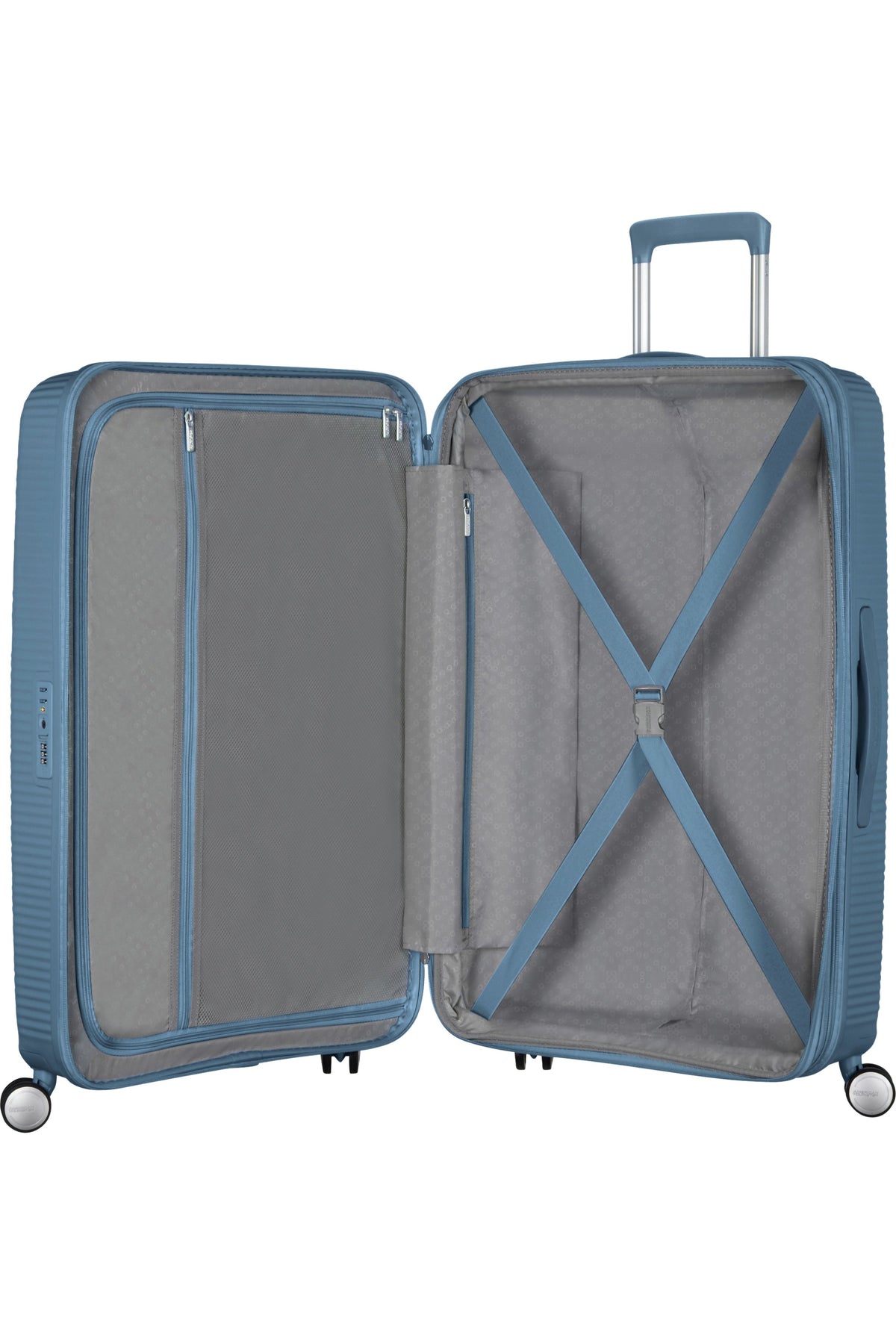 Walizka American Tourister Soundbox 77 cm powiększana Stone Blue – wnętrze
