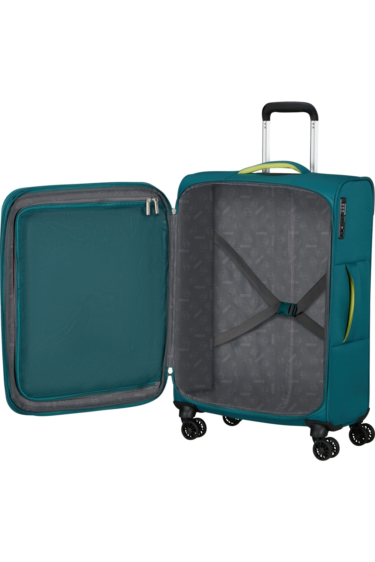 Walizka American Tourister Cloudrider 67 cm powiększana zielona – wnętrze