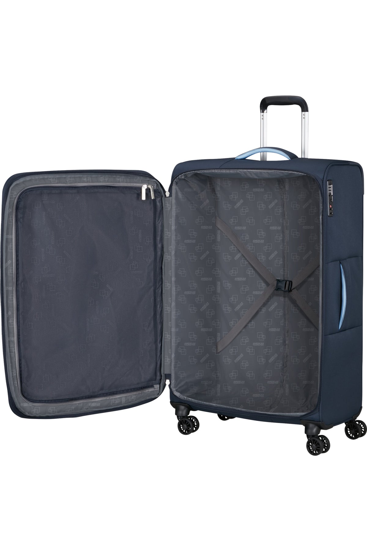 Walizka American Tourister Cloudrider 78 cm powiększana granatowa – wnętrze
