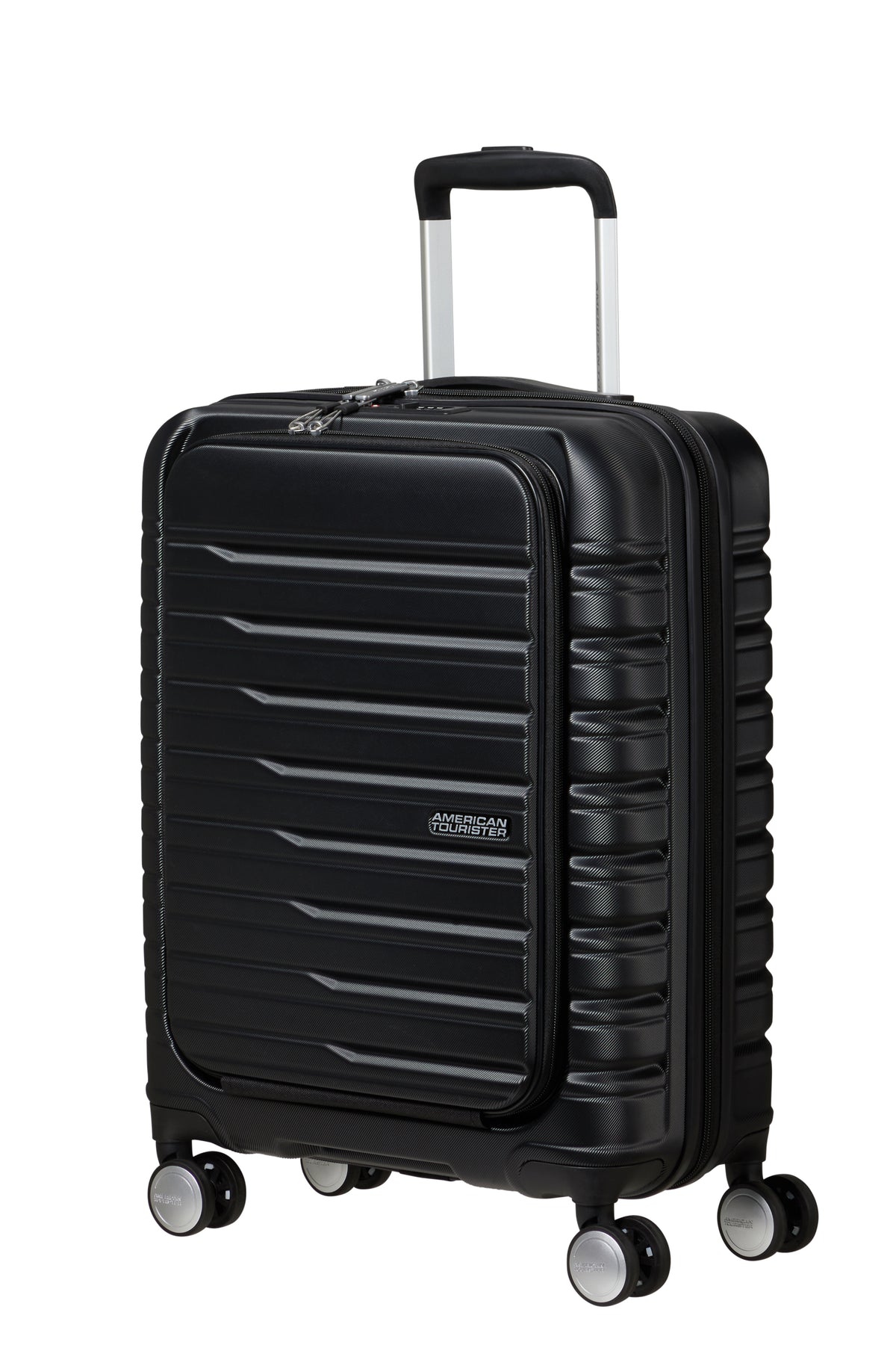 Walizka kabinowa na laptopa American Tourister Flashline 55 cm Shadow Black – widok 3/4