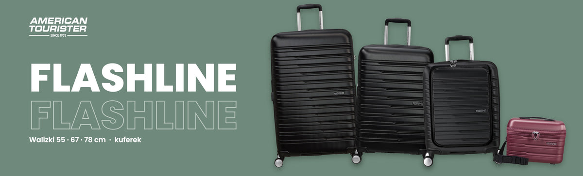 Baner Flashline American Tourister – walizki kabinowe i kuferek