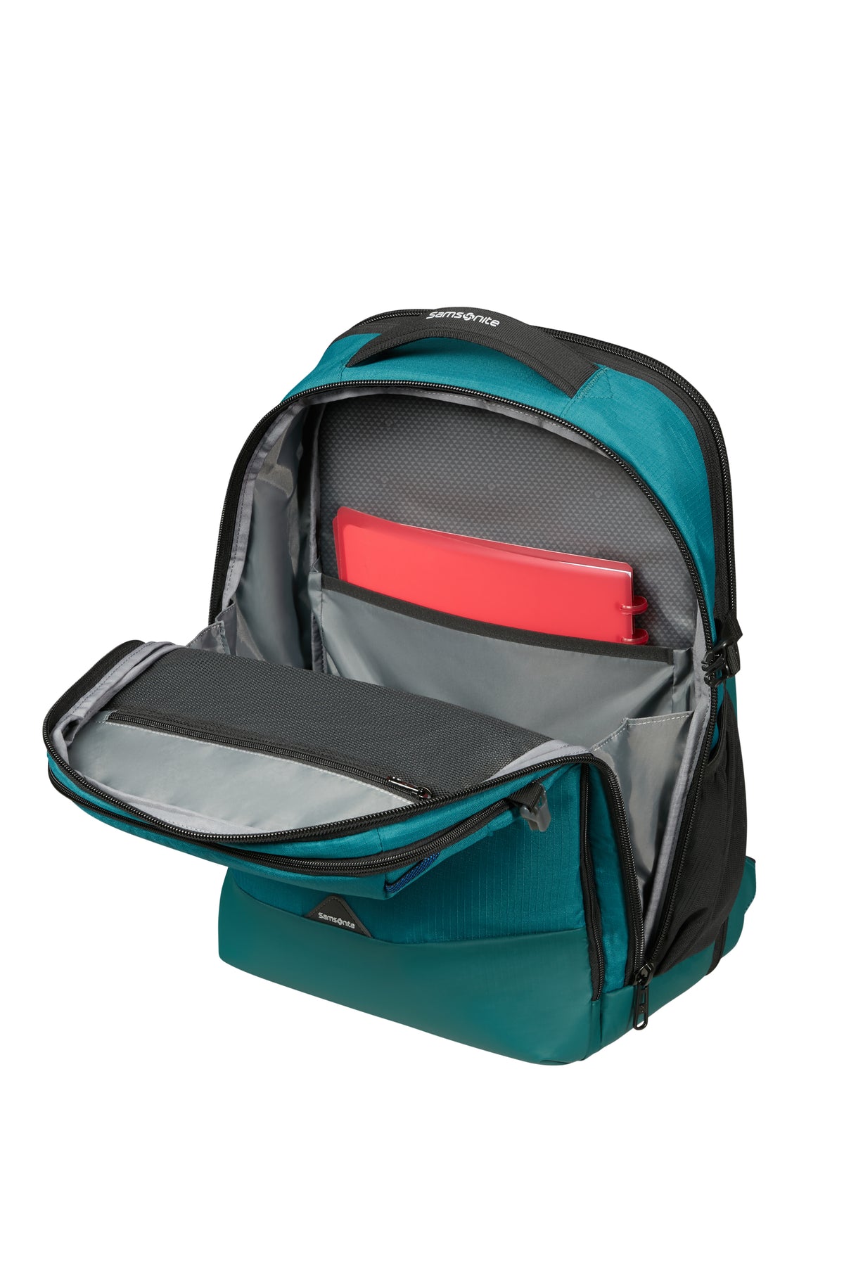 Plecak na laptopa Samsonite Roadseeker L powiększany turkusowy – wnętrze