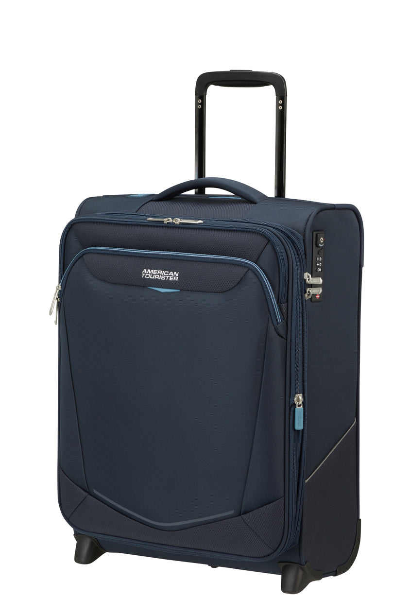 Walizka kabinowa American Tourister Summerride 55cm powiększana na 2 kółkach Navy – widok 3/4