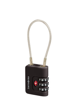 Kłódka kablowa 3-cyfrowa TSA Samsonite Black – widok 3/4