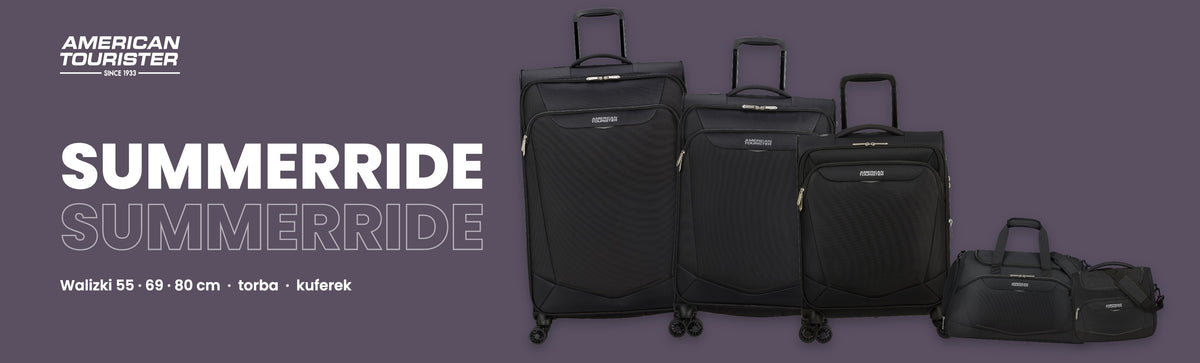 Baner SummerRide American Tourister – walizki 55, 69, 80 cm, torba i kuferek