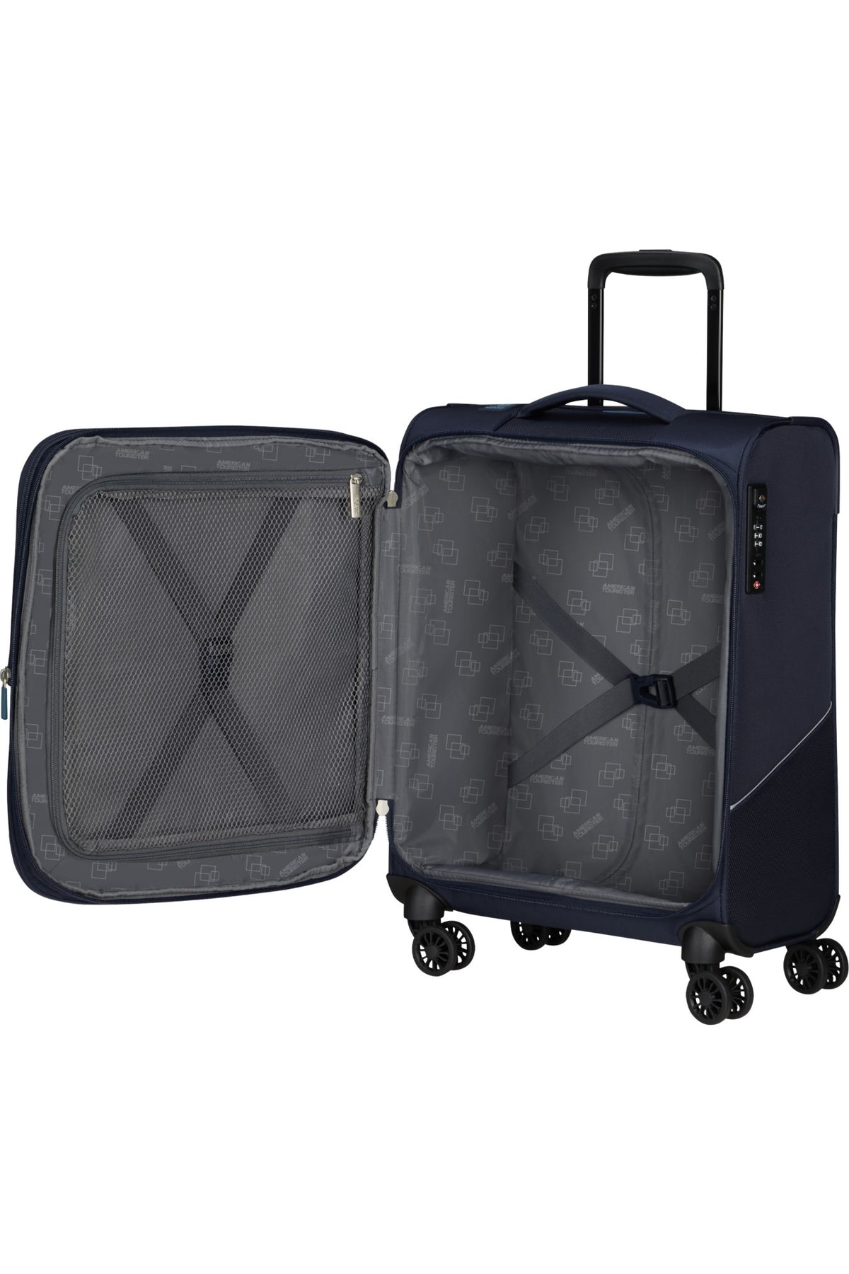 Walizka kabinowa American Tourister SummerRide 55 cm powiększana na 4 kółkach granatowa – wnętrze