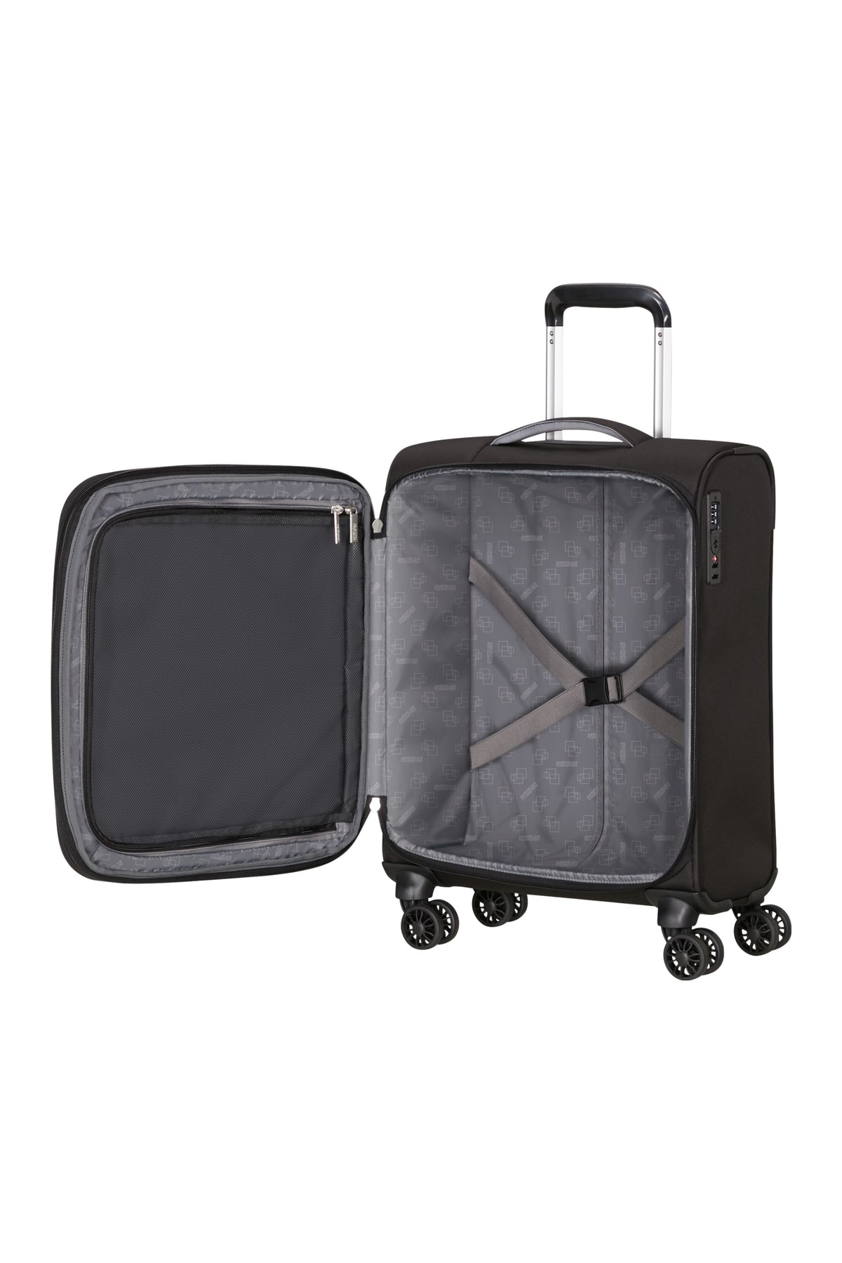 Walizka kabinowa American Tourister Cloudrider 55 cm czarna – wnętrze
