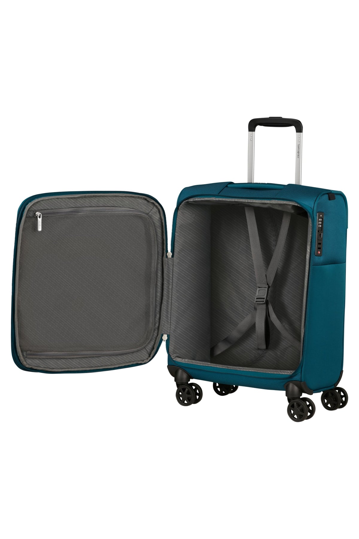 Walizka kabinowa Samsonite Base Breeze 55 cm powiększana Petrol Blue – wnętrze