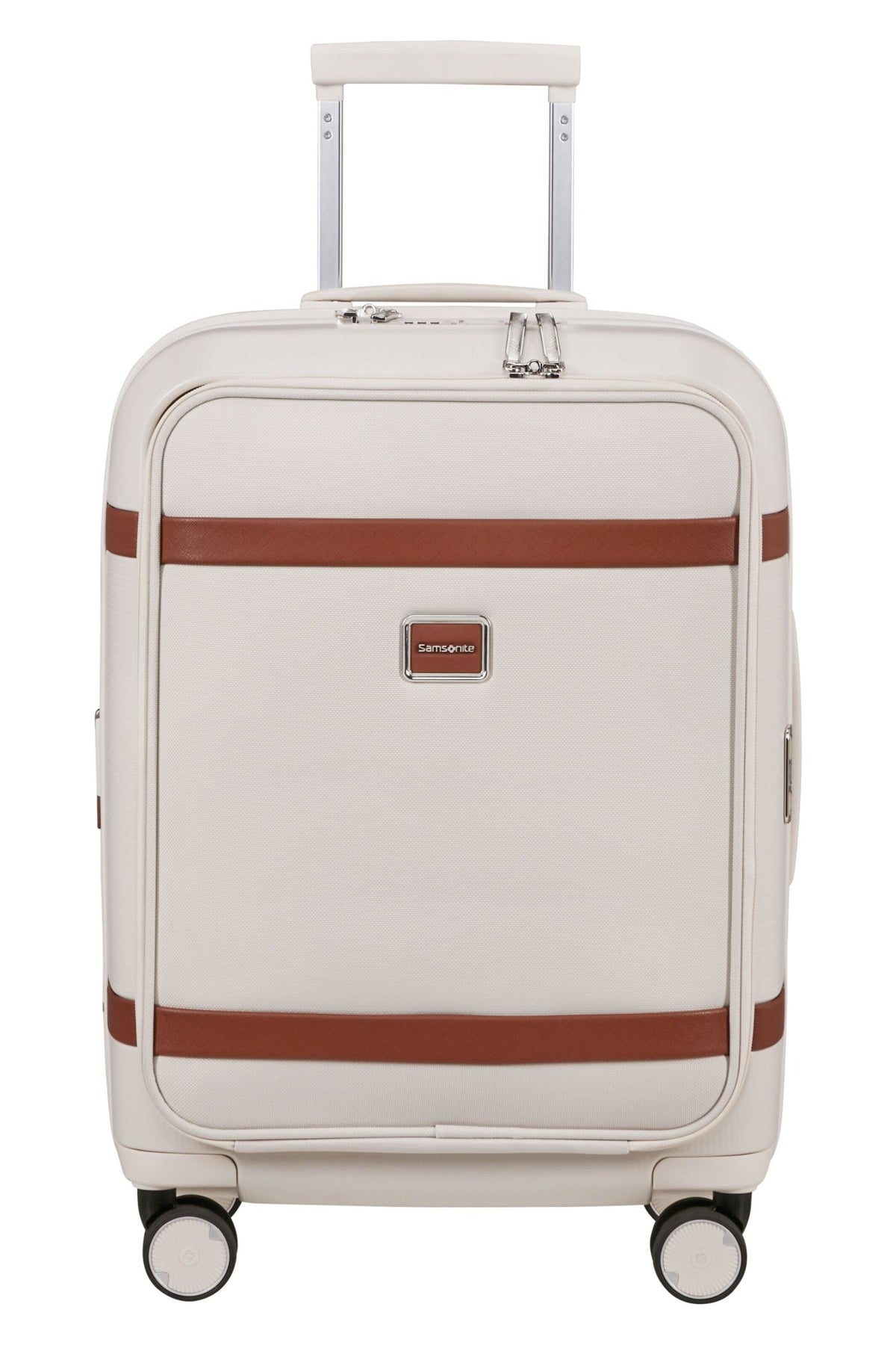 Walizka kabinowa Samsonite Image 55 cm powiększana Easy Access z kieszenią na laptop 15,6″ beżowa