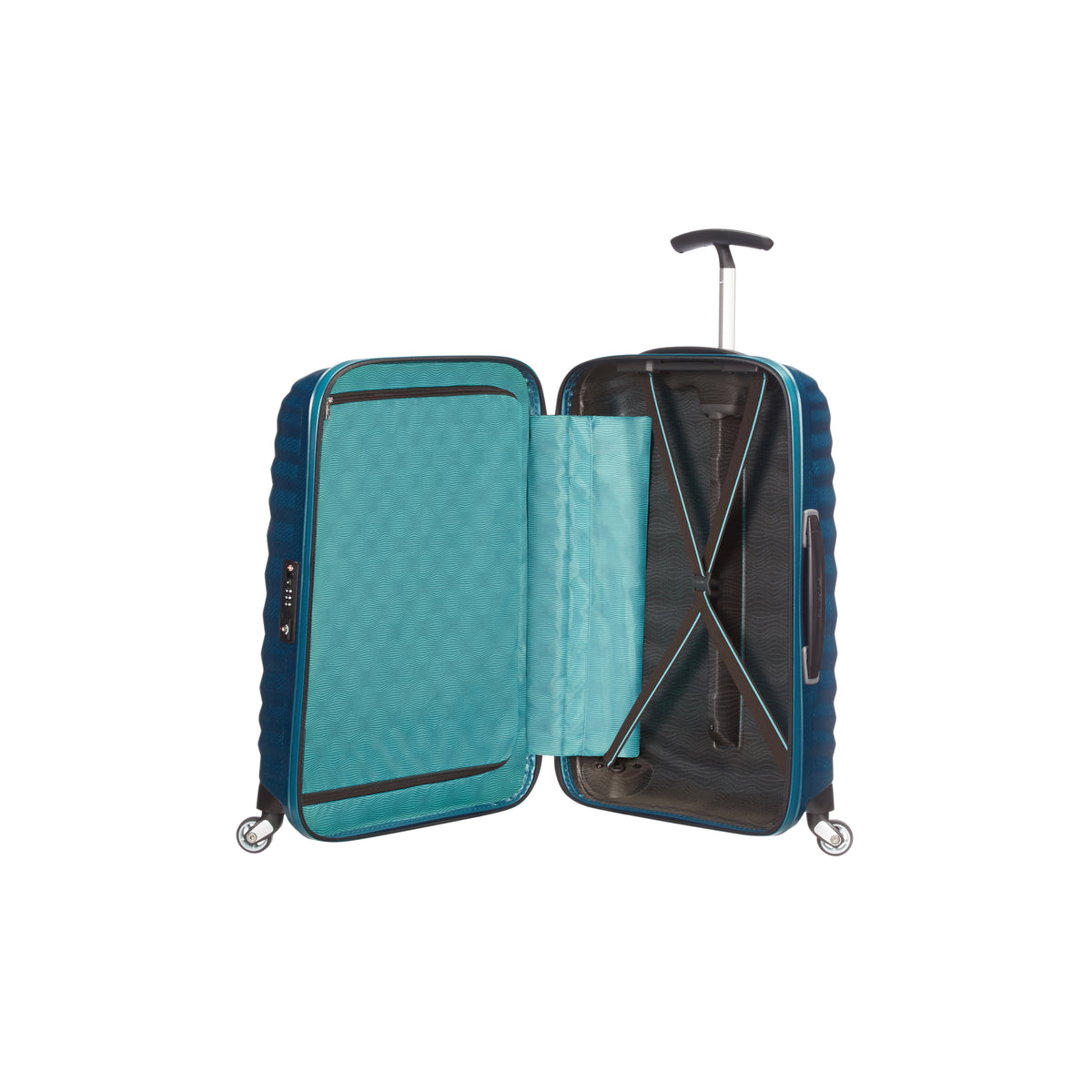 Walizka kabinowa Samsonite Lite-Shock 55 cm Petrol Blue – wnętrze