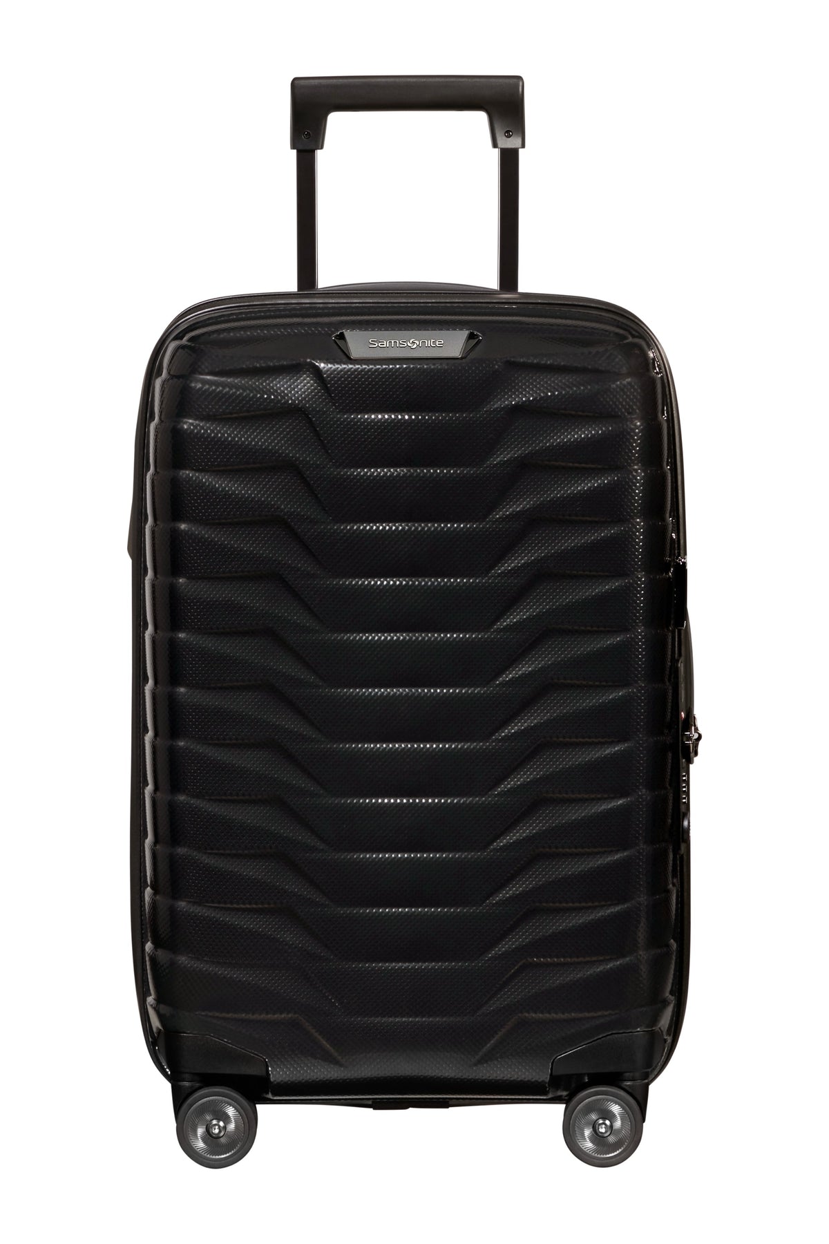Walizka kabinowa Samsonite Proxis 55 cm powiększana z portem USB – czarna, przód