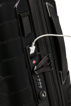 Walizka kabinowa Samsonite Proxis 55 cm powiększana z portem USB – czarna, port USB