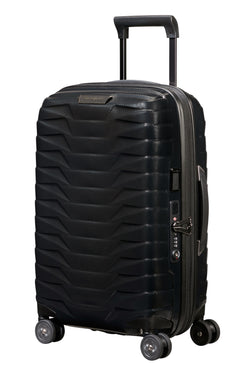 Walizka kabinowa Samsonite Proxis 55 cm powiększana z portem USB – czarna, widok z boku pod kątem