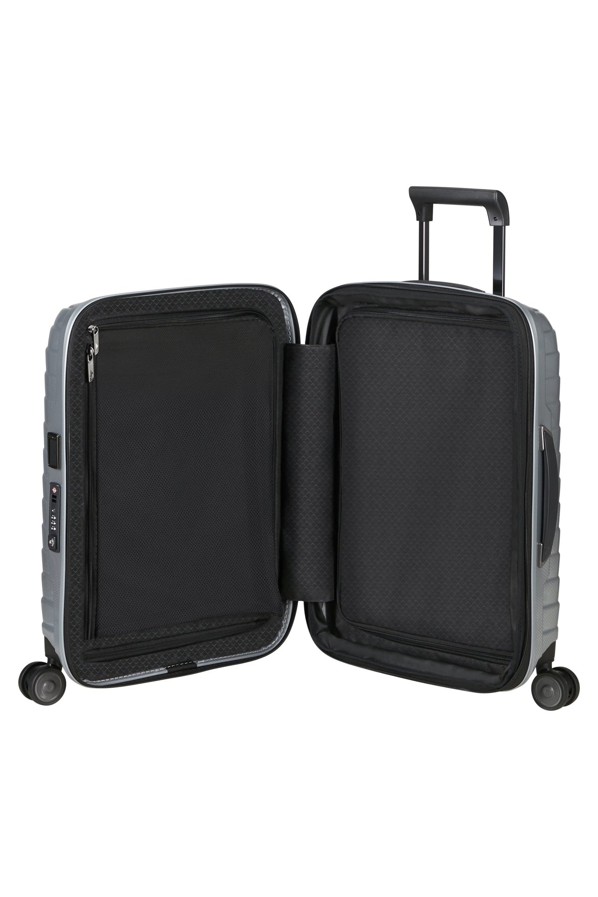 Walizka kabinowa Samsonite Proxis 55 cm powiększana 40/46 l Silver – wnętrze