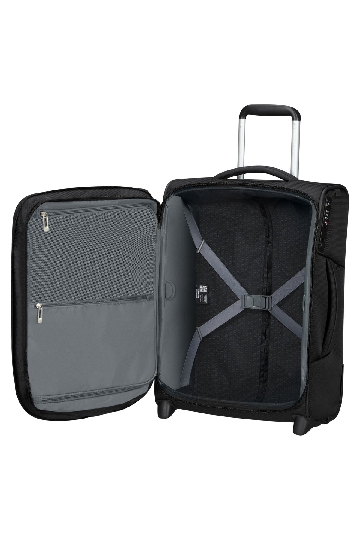 Walizka kabinowa Samsonite Respark 55 cm powiększana na 2 kółkach 48/57 l czarna – wnętrze